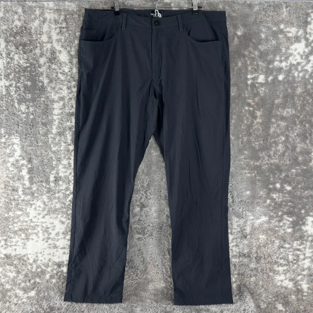The North Face Size 38 Stretch Straight Leg Casual Pants Gray Button Zip